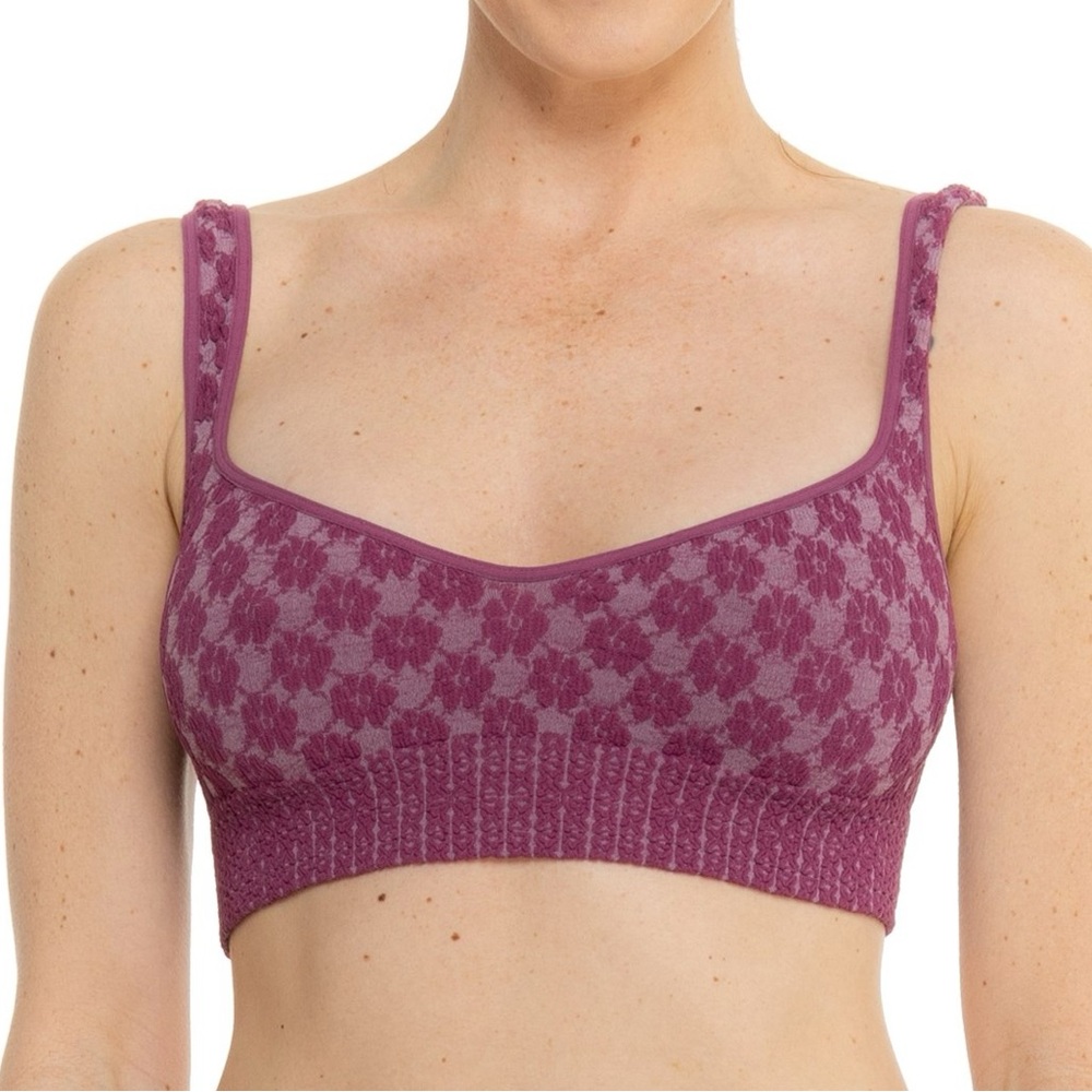 Free People Mauve Floral Knit Bralette